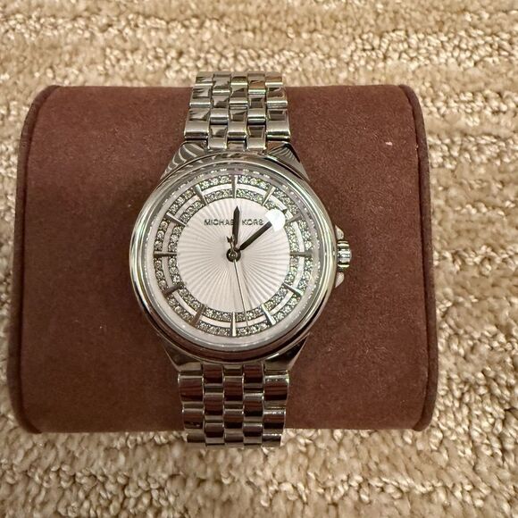 Michael Kors Women’s Silver Watch with Gems - Picture 1 of 6